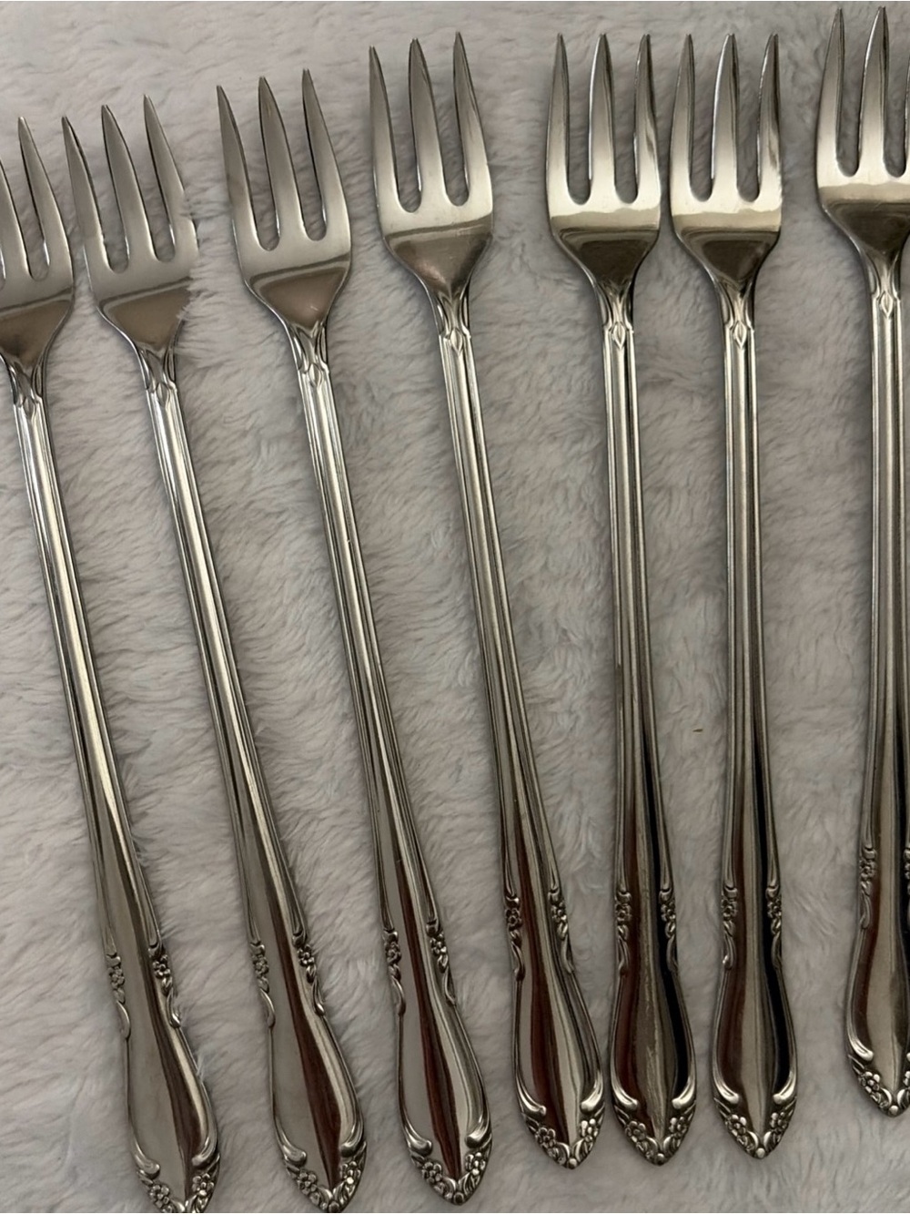Oneida Silver Plated Cocktail/Dessert Forks - Ornate Handle (Set)